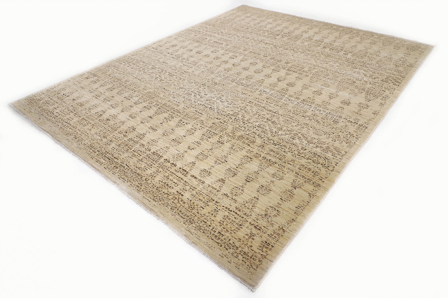 Hand-Knotted Oushak Carpet 7'.9" X 10'.3" Traditional, Ivory Fine Wool Area Rug 8x10