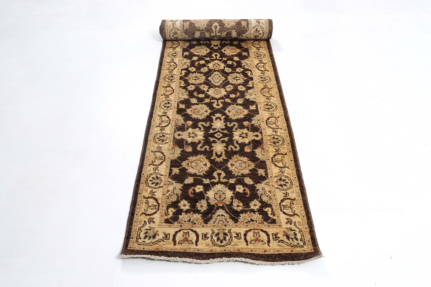 Hand-Knotted Oushak Carpet 2'.7" X 11'.11" Traditional, Brown Fine Wool Runner Rug 2.5x12