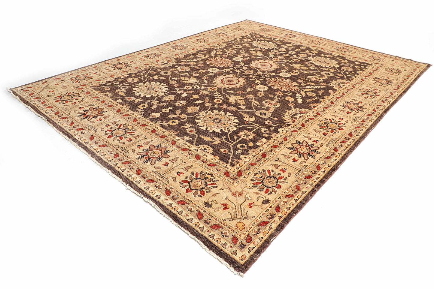 Hand-Knotted Oushak Carpet 9' X 11'.10" Traditional, Chcolate Fine Wool Area Rug 9x12