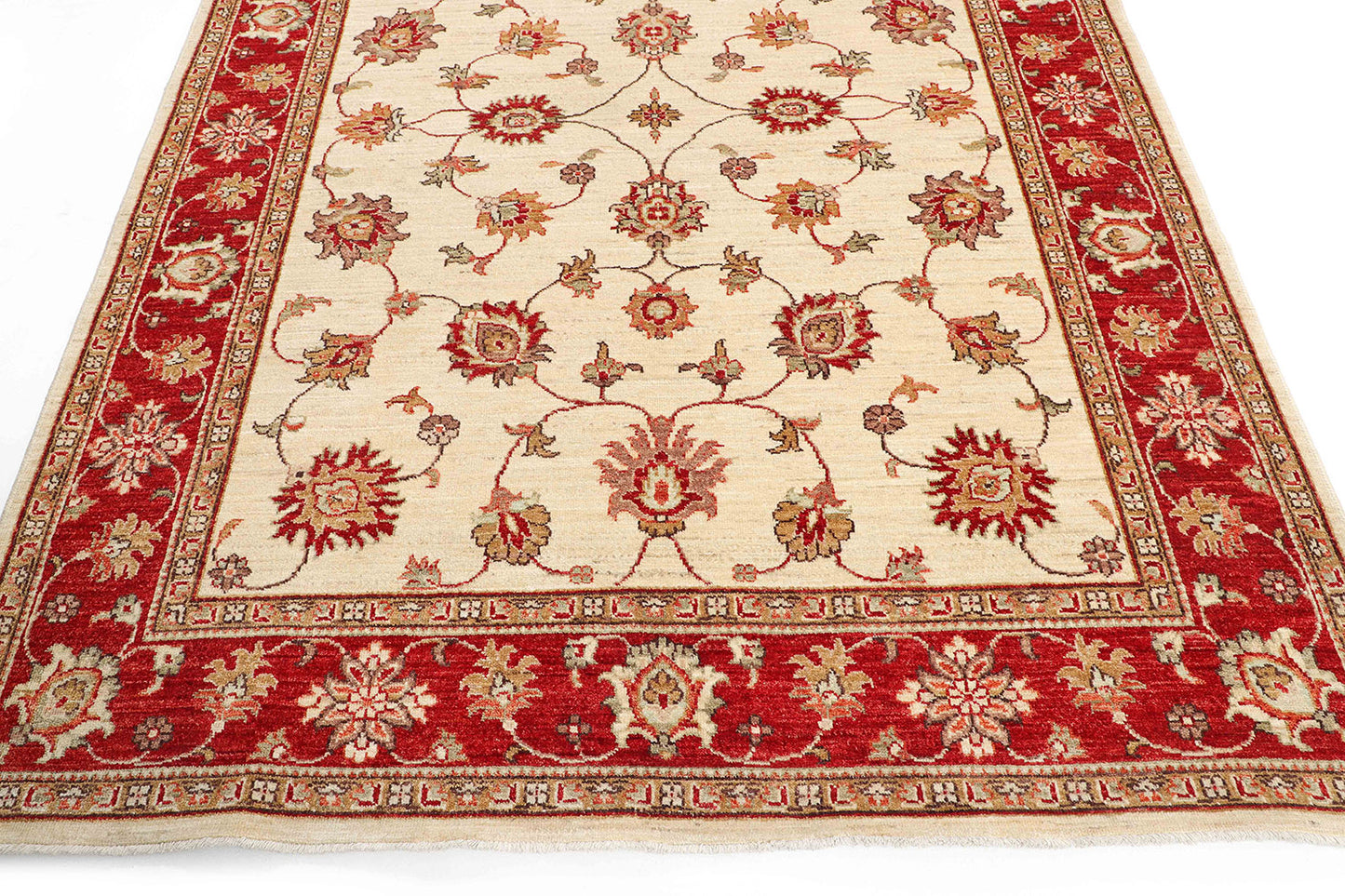 Hand-Knotted Oushak Carpet 5'.10" X 7'.9" Traditional, Ivory Fine Wool Area Rug 6x8