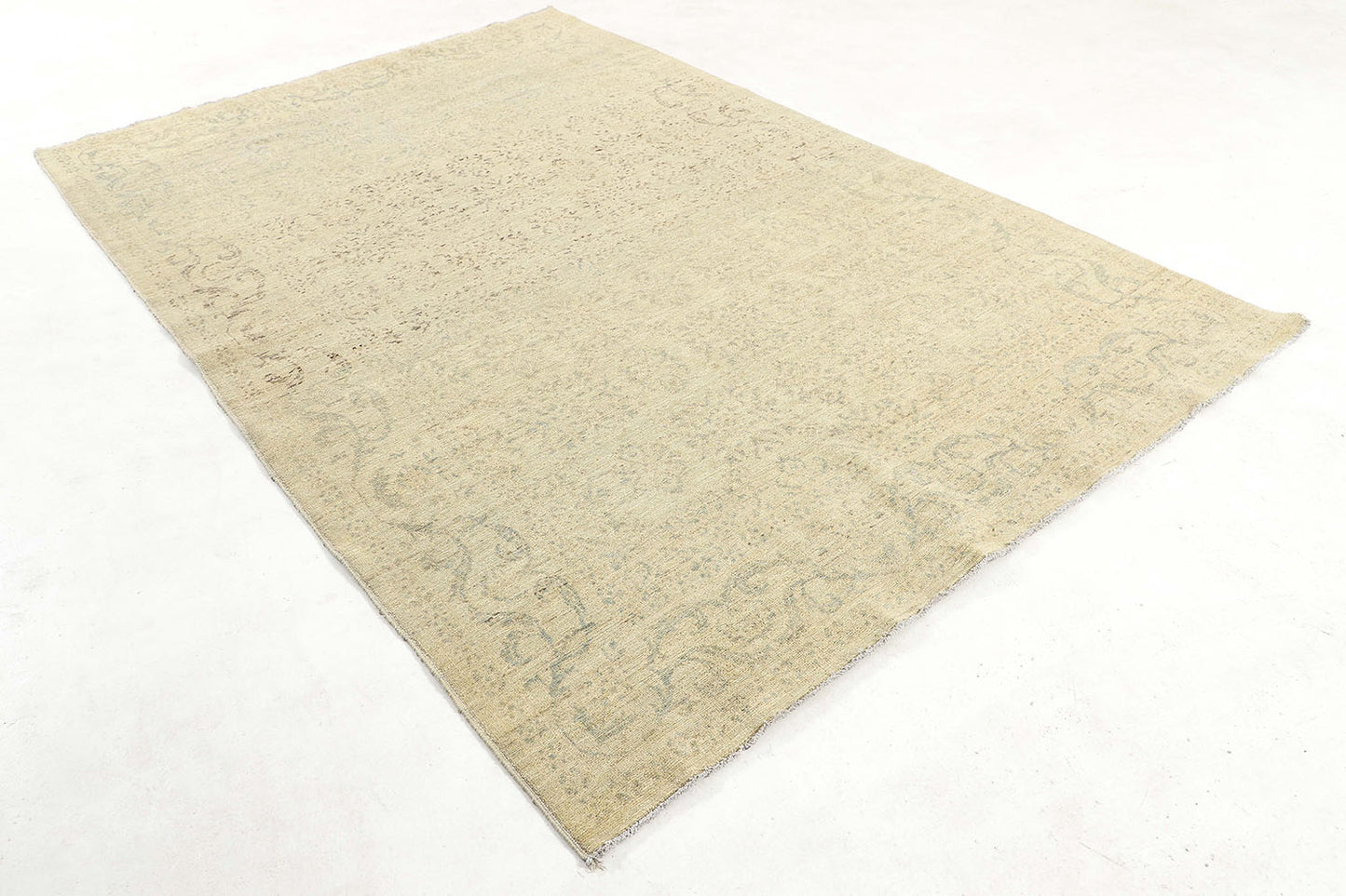 Hand-Knotted Oushak Carpet 6'.1" X 8'.10" Traditional, Grey Fine Wool Area Rug 6x9