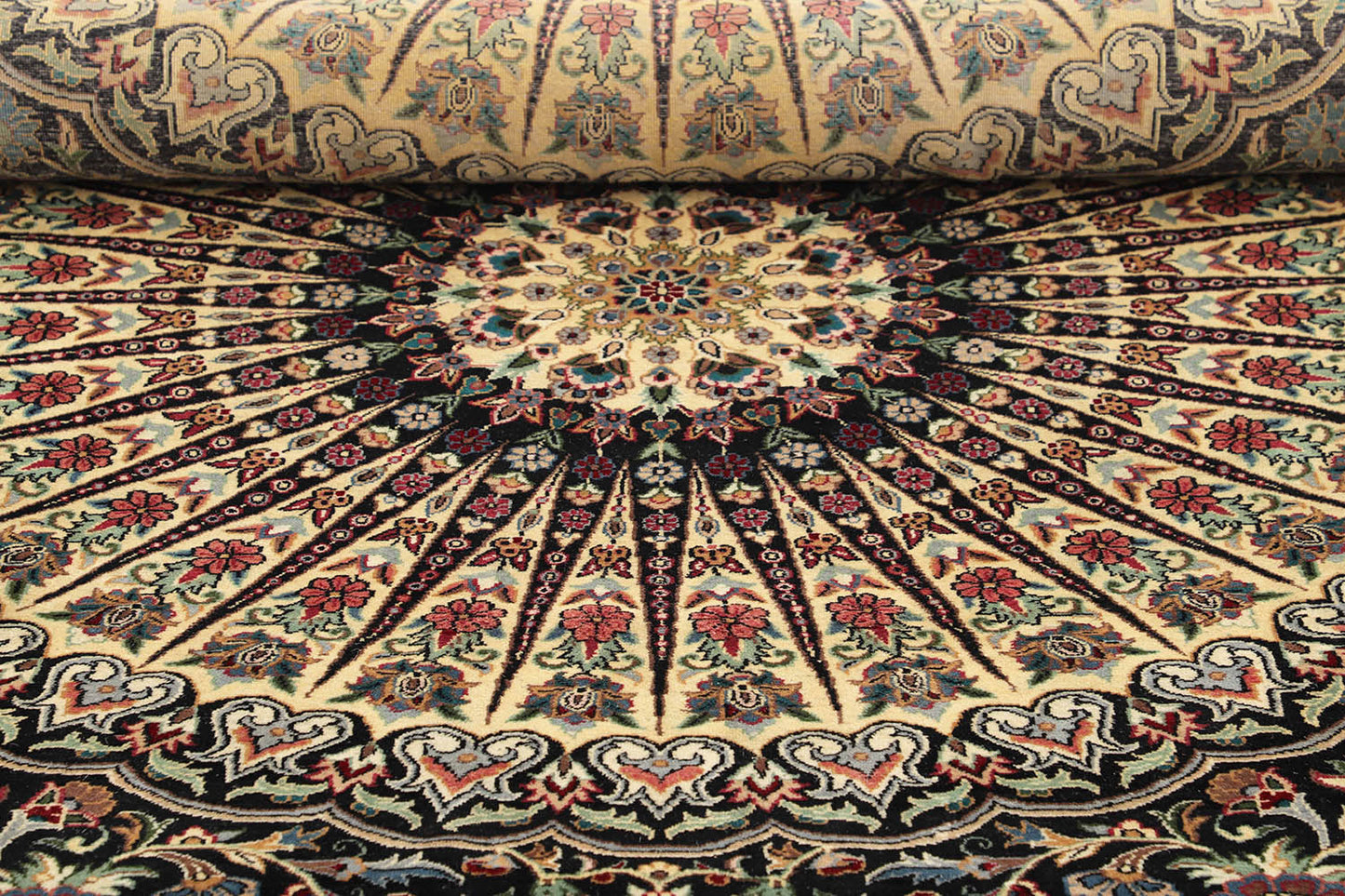 Hand-Knotted Lahore Carpet 11'.11" X 11'.11" Oriental, Black Fine Wool Area Rug 12x12