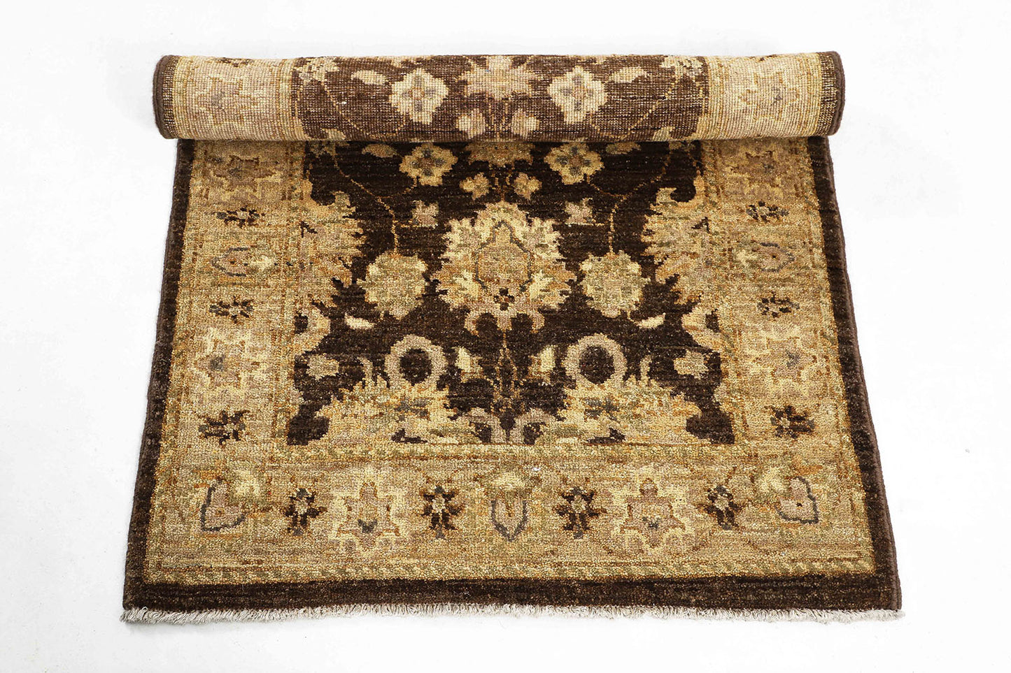 Hand-Knotted Oushak Carpet 2'.7" X 4'.3" Traditional, Choclate Fine Wool Accent Rug 2.5x4