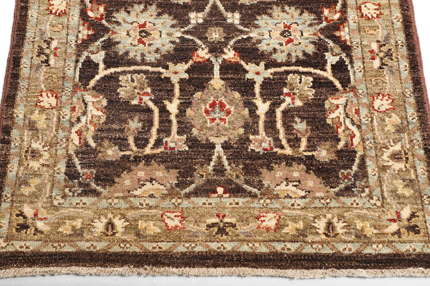 Hand-Knotted Oushak Carpet 2'.7" X 12' Traditional, Brown Fine Wool Runner Rug 2.5x12