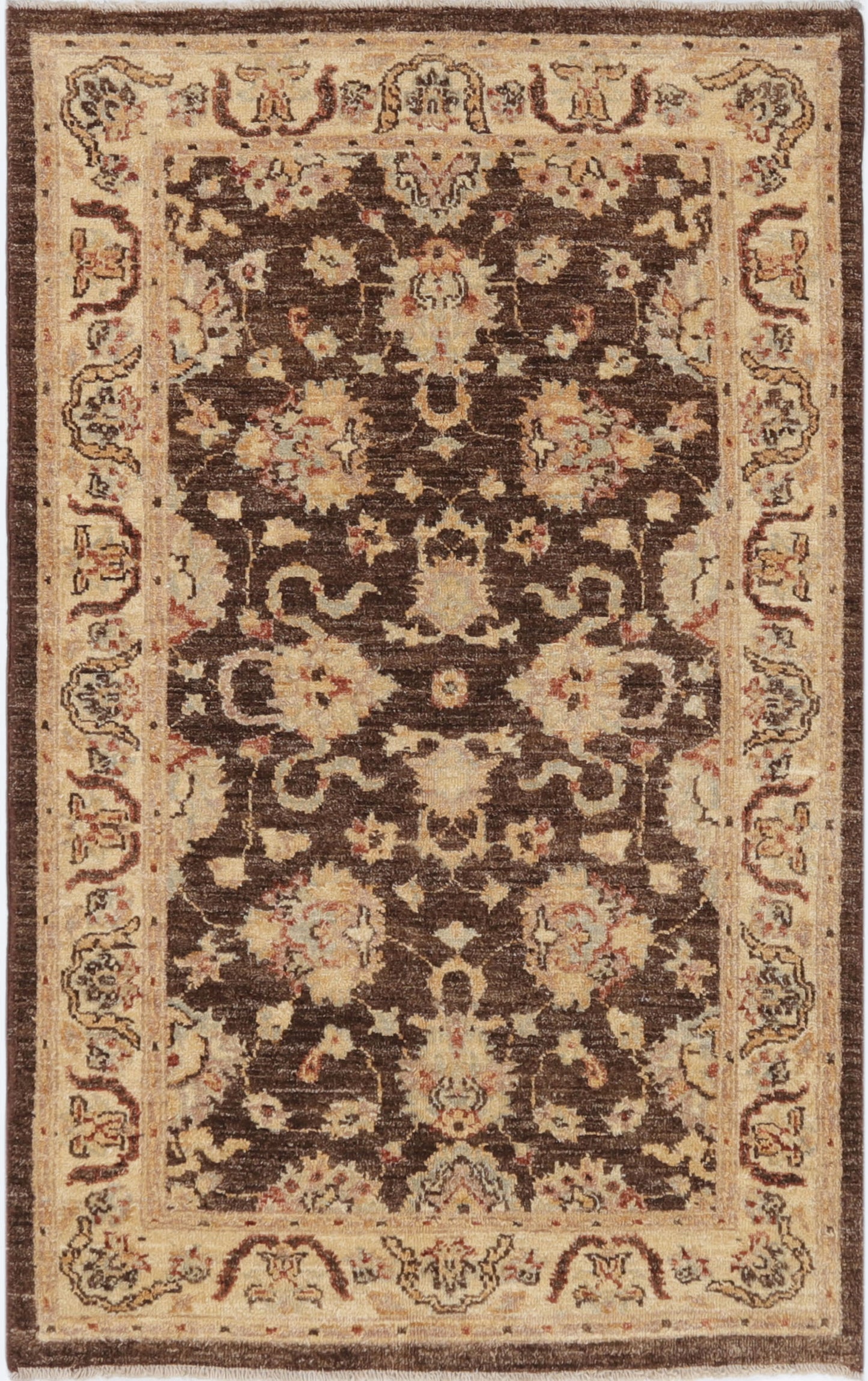 Hand-Knotted Oushak Carpet 3'.1" X 5' Traditional, Brown Fine Wool Accent Rug 3x5