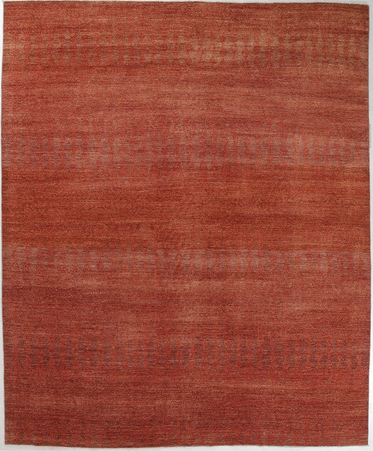 Hand-Knotted Oushak Carpet 12'.2" X 15'.1" Traditional, Rust Fine Wool Area Rug 12x15
