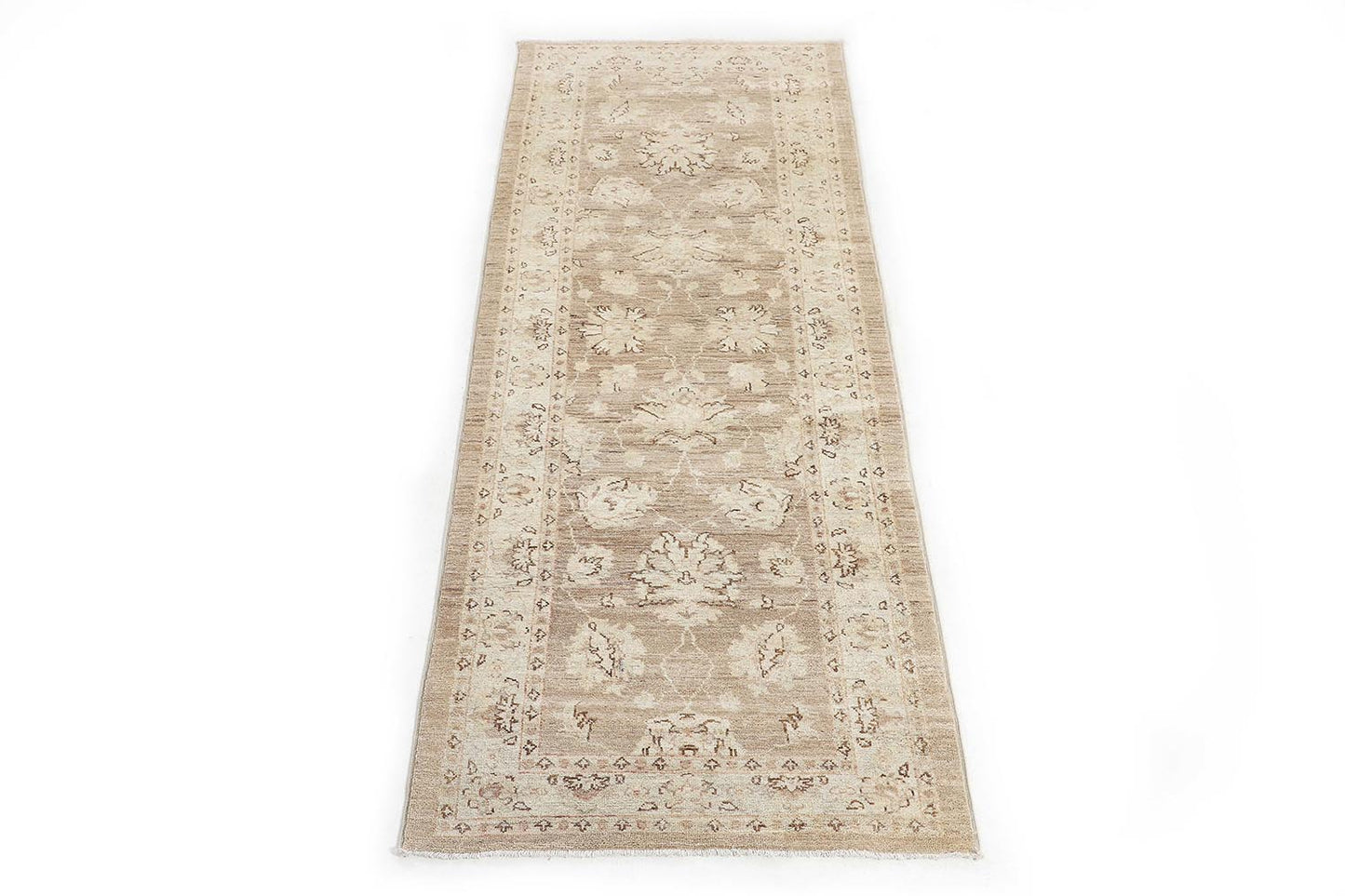 Hand-Knotted Oushak Carpet 2'.10" X 7'.4" Traditional, Beige Fine Wool Runner Rug 2.5x7