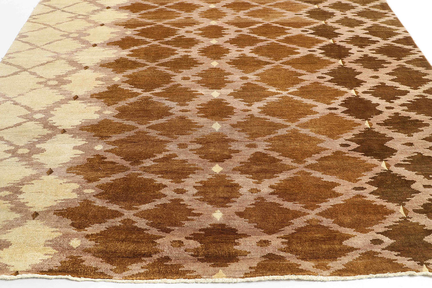 Hand-Knotted Gabbeh Carpet 9'.1" X 12'.1" , Ivory Fine Wool Area Rug 9x12