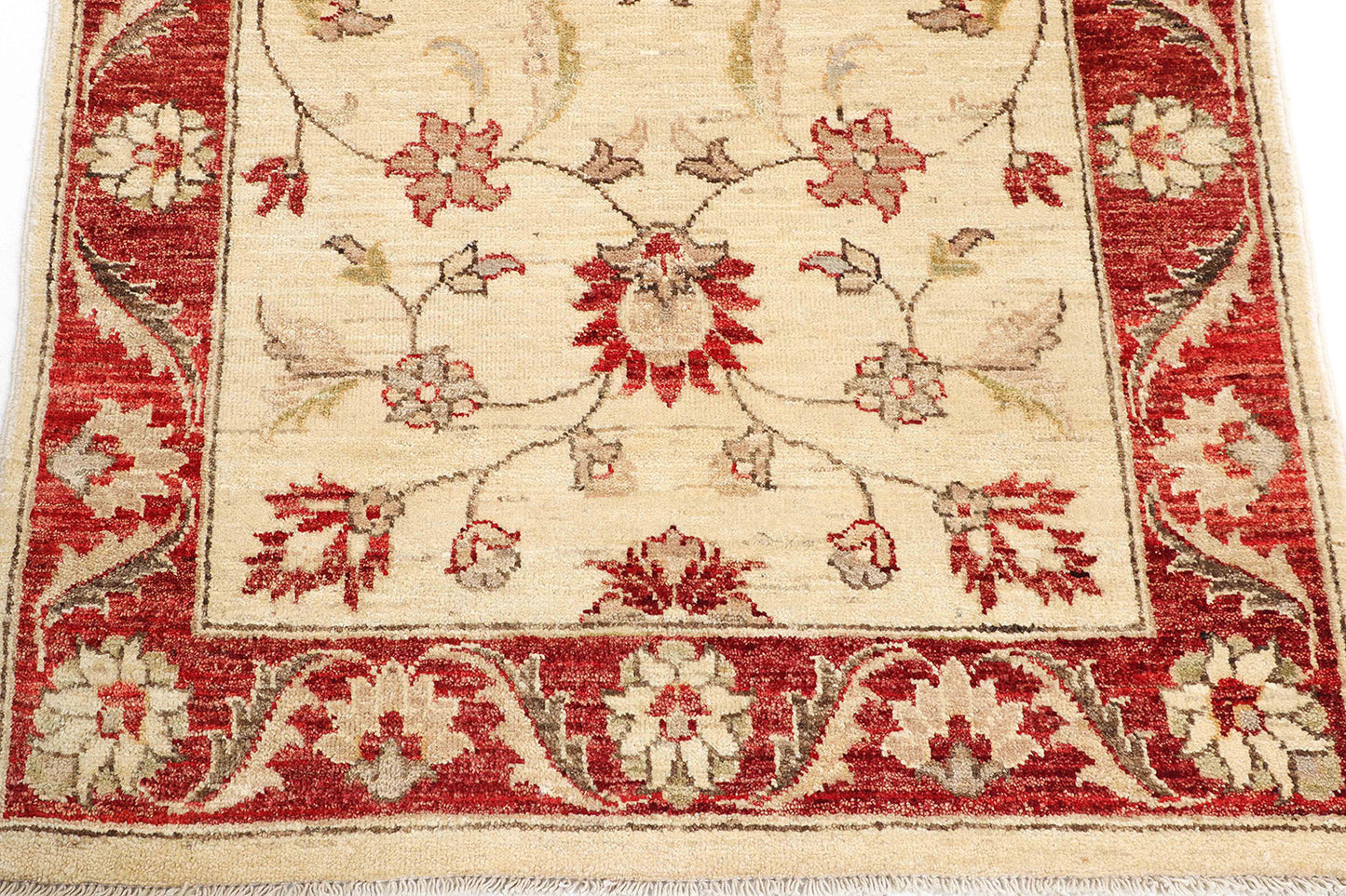 Hand-Knotted Oushak Carpet 3' X 5'.2" Traditional, Ivory Fine Wool Accent Rug 3x5