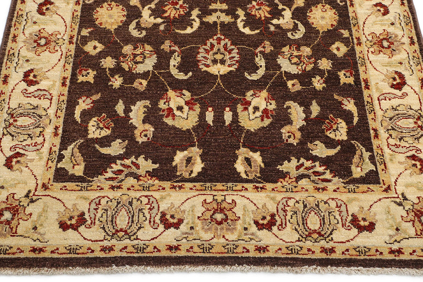 Hand-Knotted Oushak Carpet 4'.2" X 6'.5" Tradit ional, Brown Fine Wool Area Rug 4x6