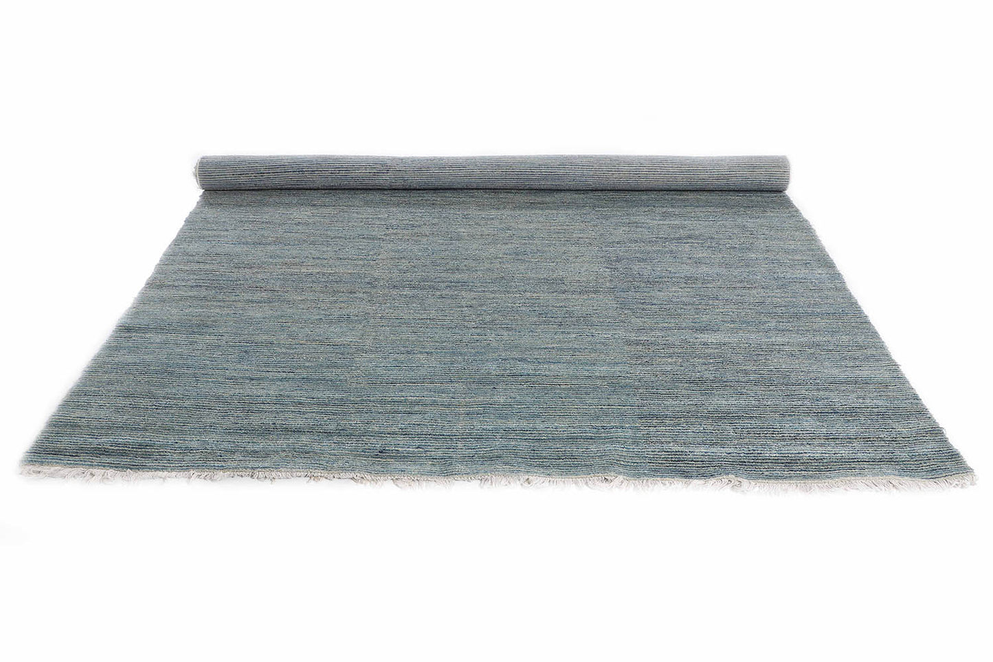 Hand-Knotted Gabbeh Carpet 8'.1" X 10'.1" , Blue Fine Wool Area Rug 8x10