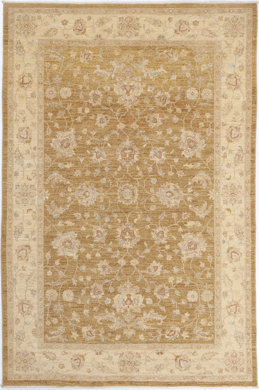 6x9 Hand-Knotted Ariana Carpet 5'.11" X 8'.10" Traditional, Green Fine Wool Area Rug D46289