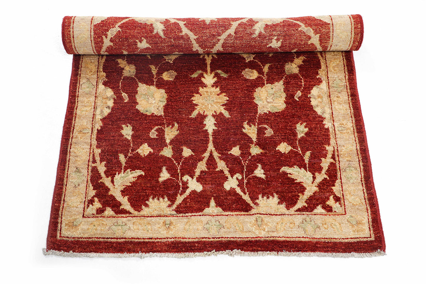 Hand-Knotted Oushak Carpet 3'.2" X 5'.3" Traditional, Red Fine Wool Accent Rug 3x5