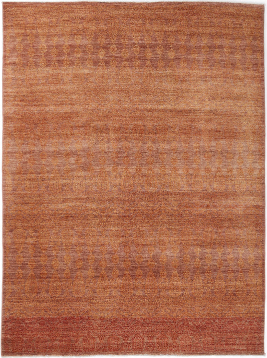 Hand-Knotted Oushak Carpet 9' X 11'.8" Traditional, Rust Fine Wool Area Rug 9x12