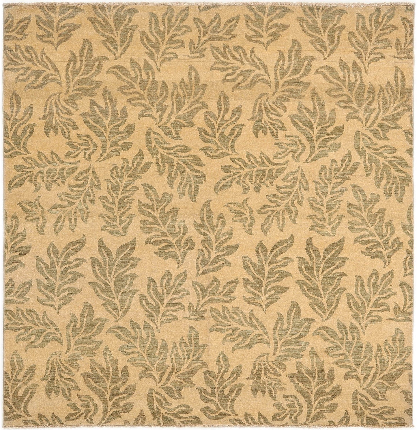 Hand-Knotted Oushak Carpet 8' X 8'.3" Traditional, Beige Fine Wool Square Rug 8x8