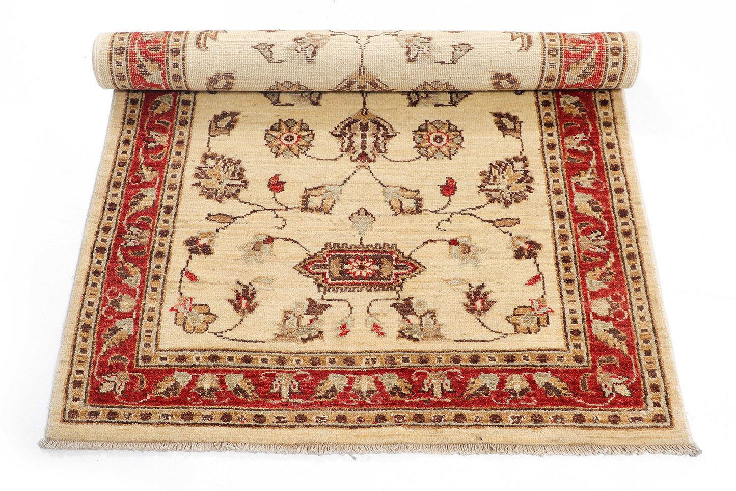 Hand-Knotted Oushak Carpet 3'.1" X 5' Traditional, Ivory Fine Wool Accent Rug 3x5