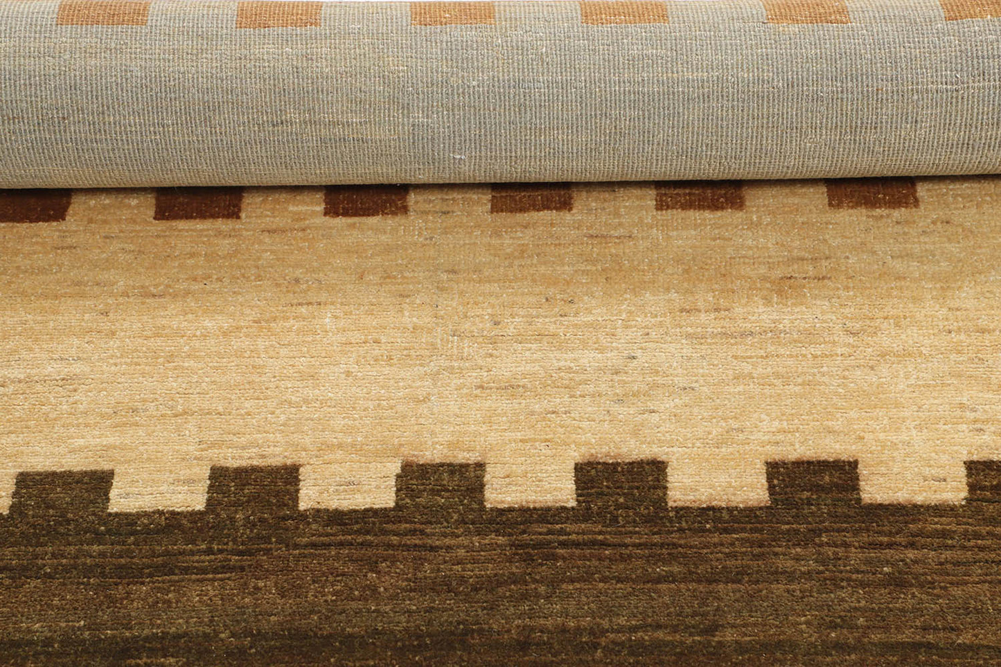 Hand-Knotted Gabbeh Carpet 6' X 8'.10" , Beige Fine Wool Area Rug 6X9