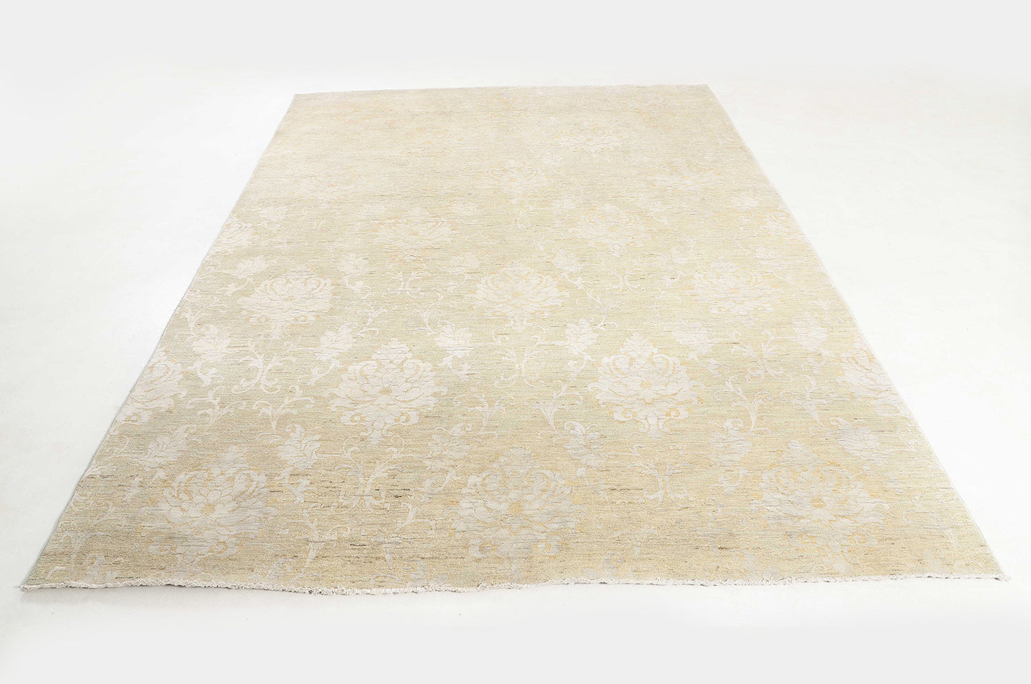 Hand-Knotted Oushak Carpet 8'.11" X 12'.1" Traditional, Grey Fine Wool Area Rug 9x12