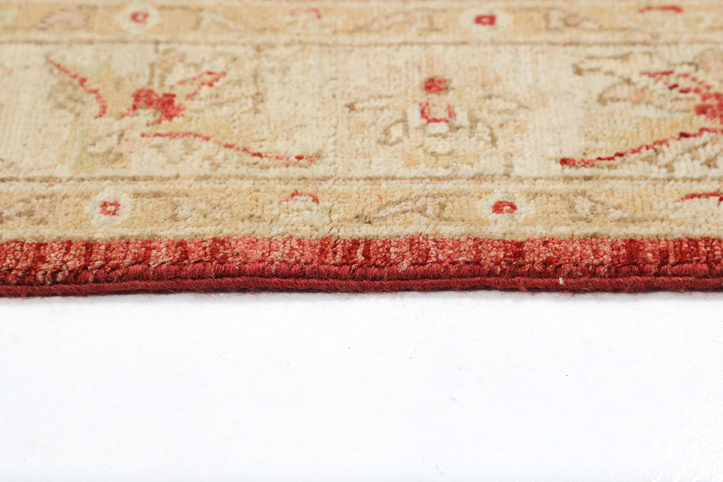 Hand-Knotted Oushak Carpet 4'.7" X 6'.6" Traditional, Red Fine Wool Area Rug 4x6