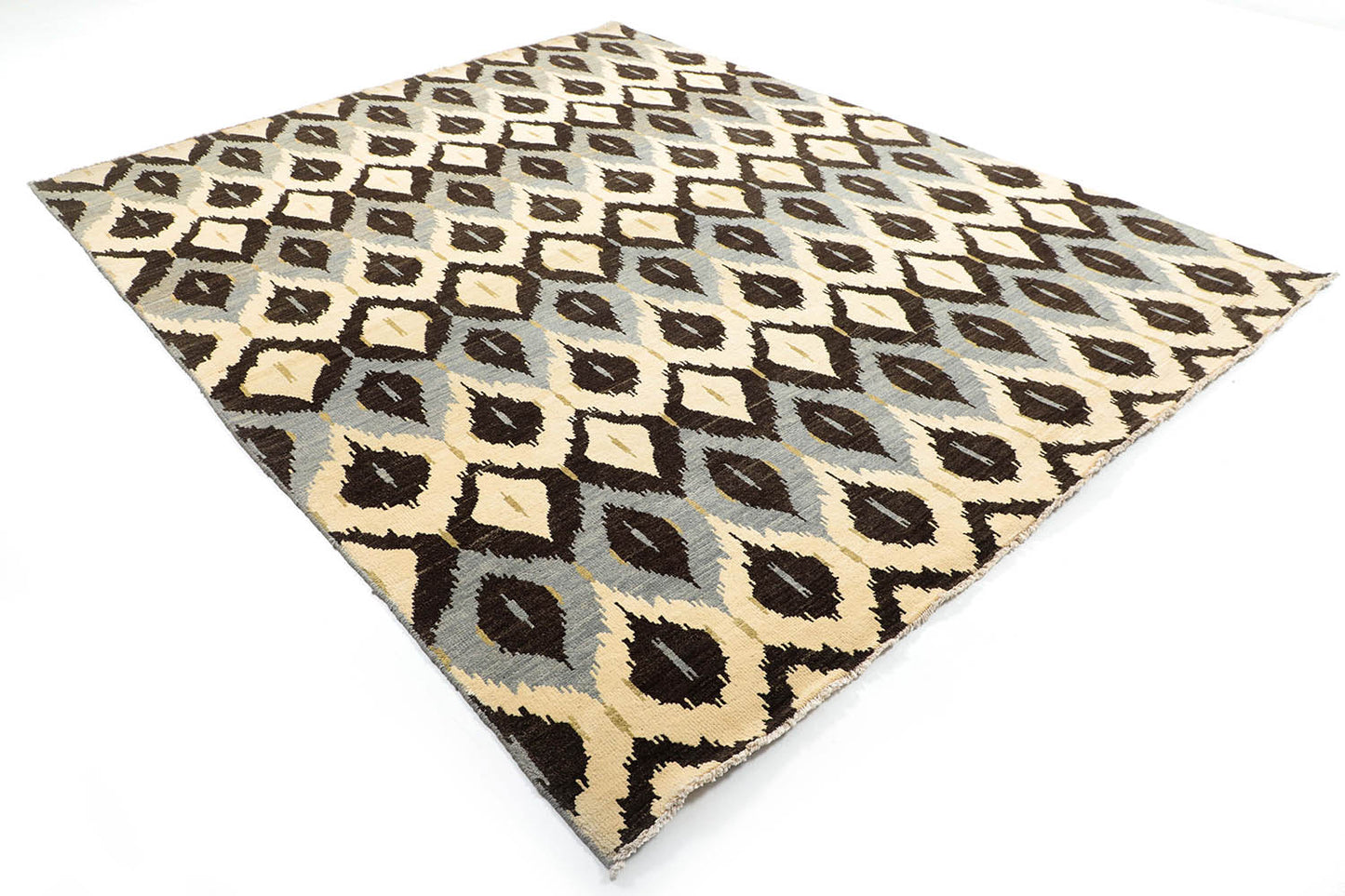 Hand-Knotted Gabbeh Carpet 8'.1" X 9'.11" , Black Fine Wool Area Rug 8x10