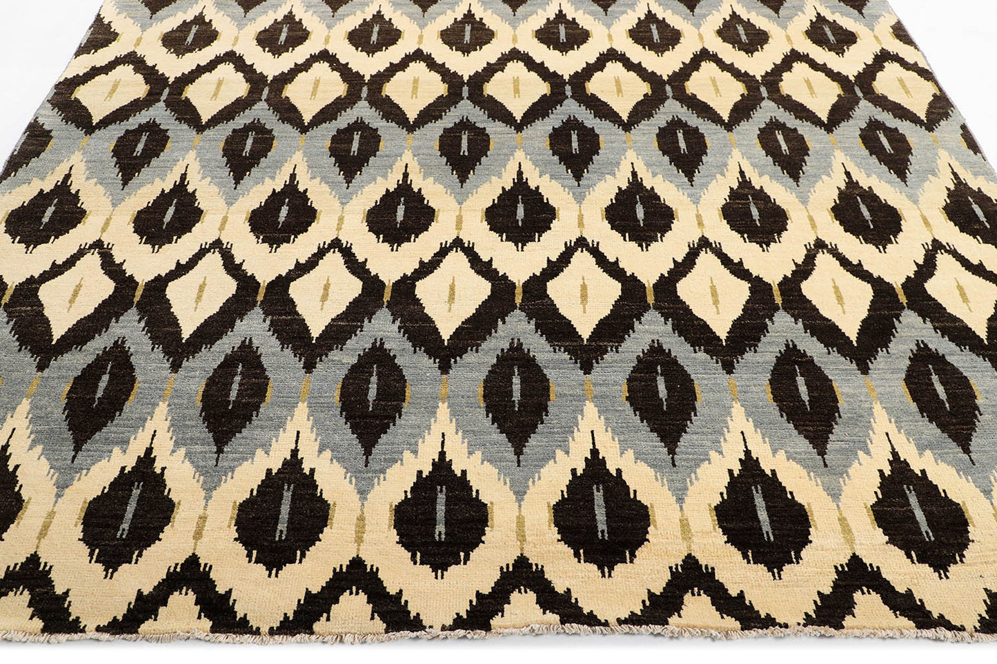 Hand-Knotted Gabbeh Carpet 8'.1" X 9'.11" , Black Fine Wool Area Rug 8x10