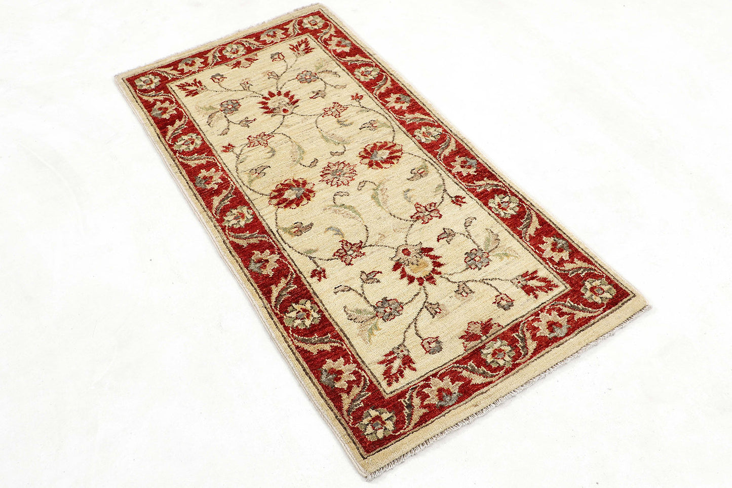 Hand-Knotted Oushak Carpet 2'.3" X 4'.6" Traditional, Ivory Fine Wool Accent Rug 2x4