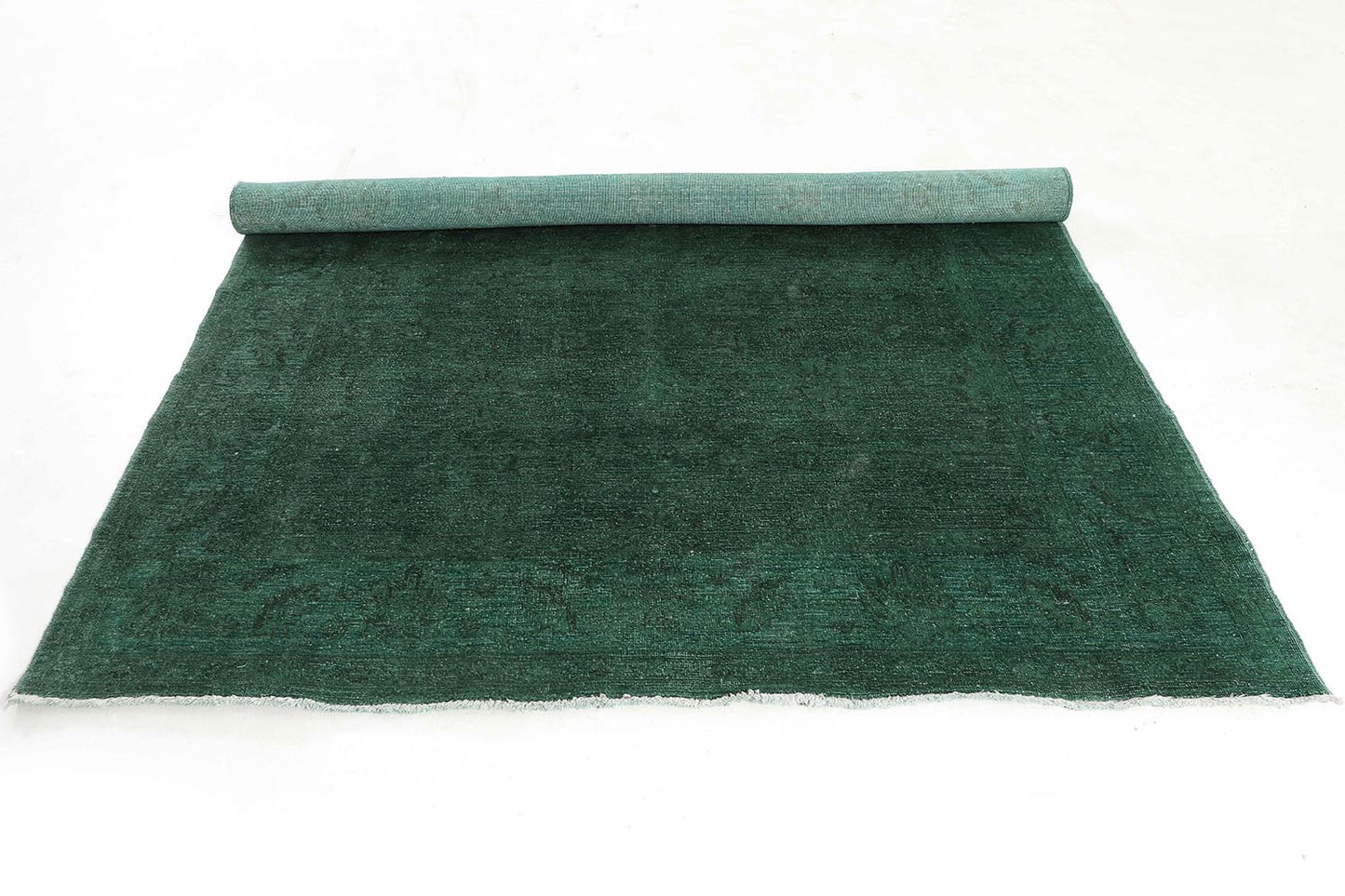 Hand-Knotted Farhan Carpet 6'.5" X 8'.2" Traditional, Green Fine Wool Area Rug 6.5x8 D30601