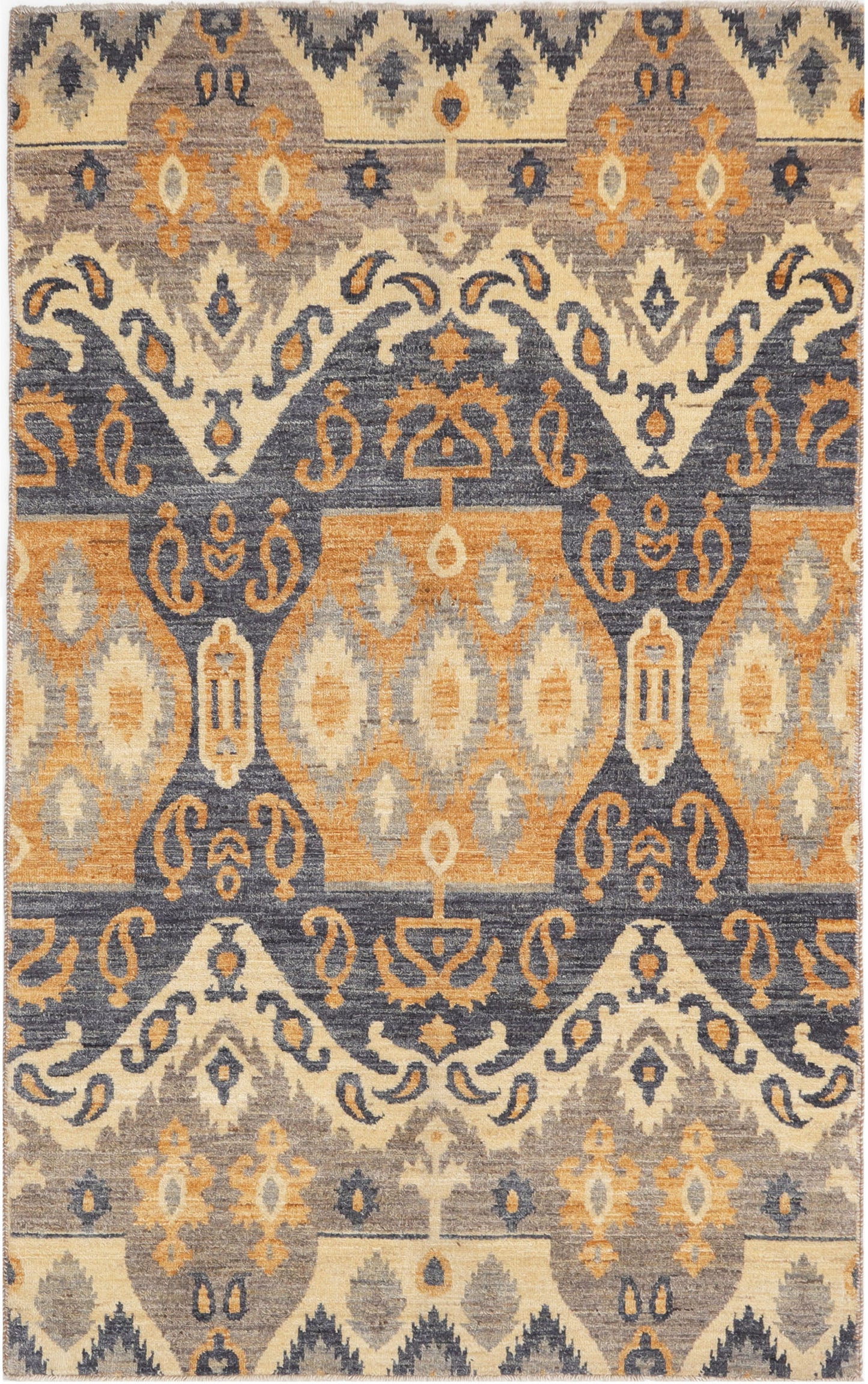 Hand-Knotted Oushak Carpet 4'.1" X 6'.6" Traditional, Grey Fine Wool Area Rug 4x6